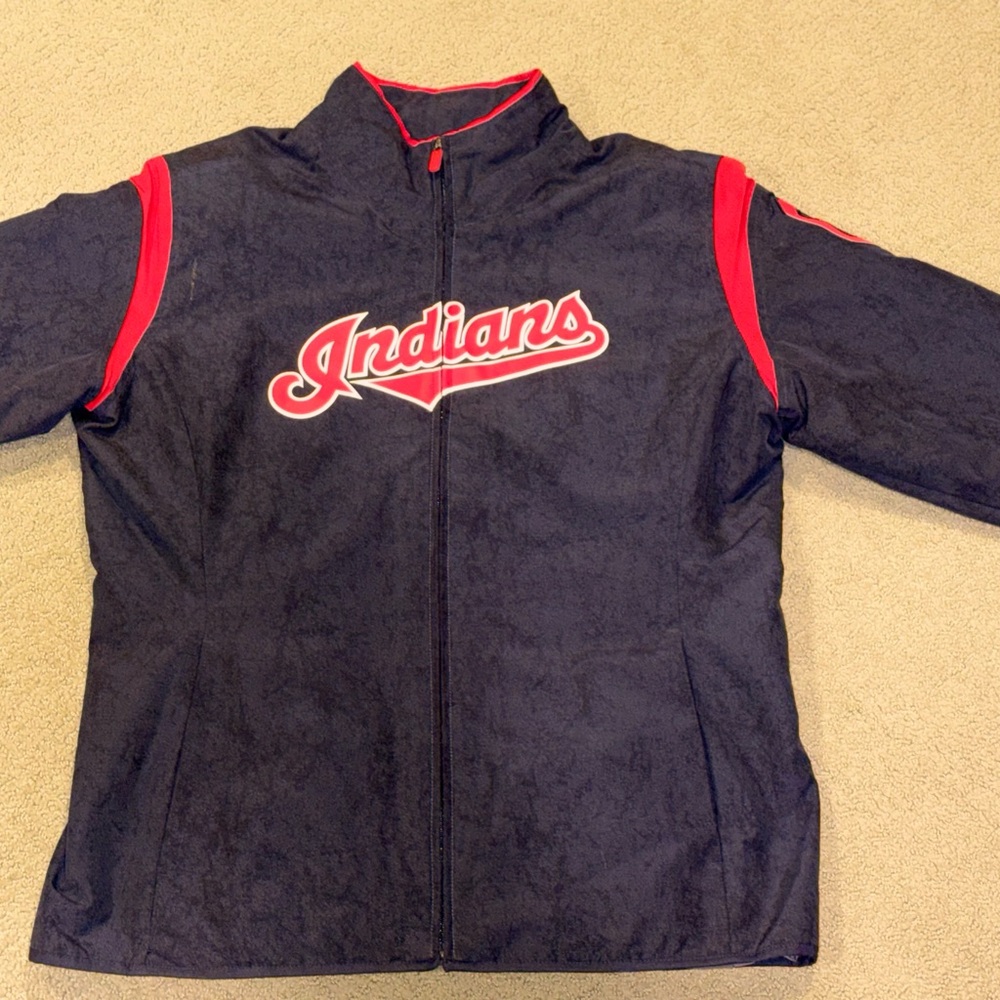 Cleveland Indians Majestic Women's On-Field Thermal Jacket - Navy-Guardians